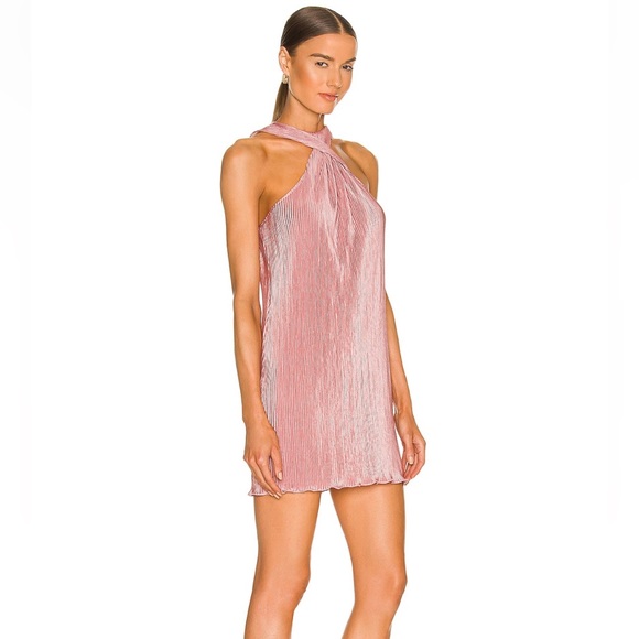 Revolve Pink Mini Dress with a Twist Neckline, Size Small - Picture 6 of 6